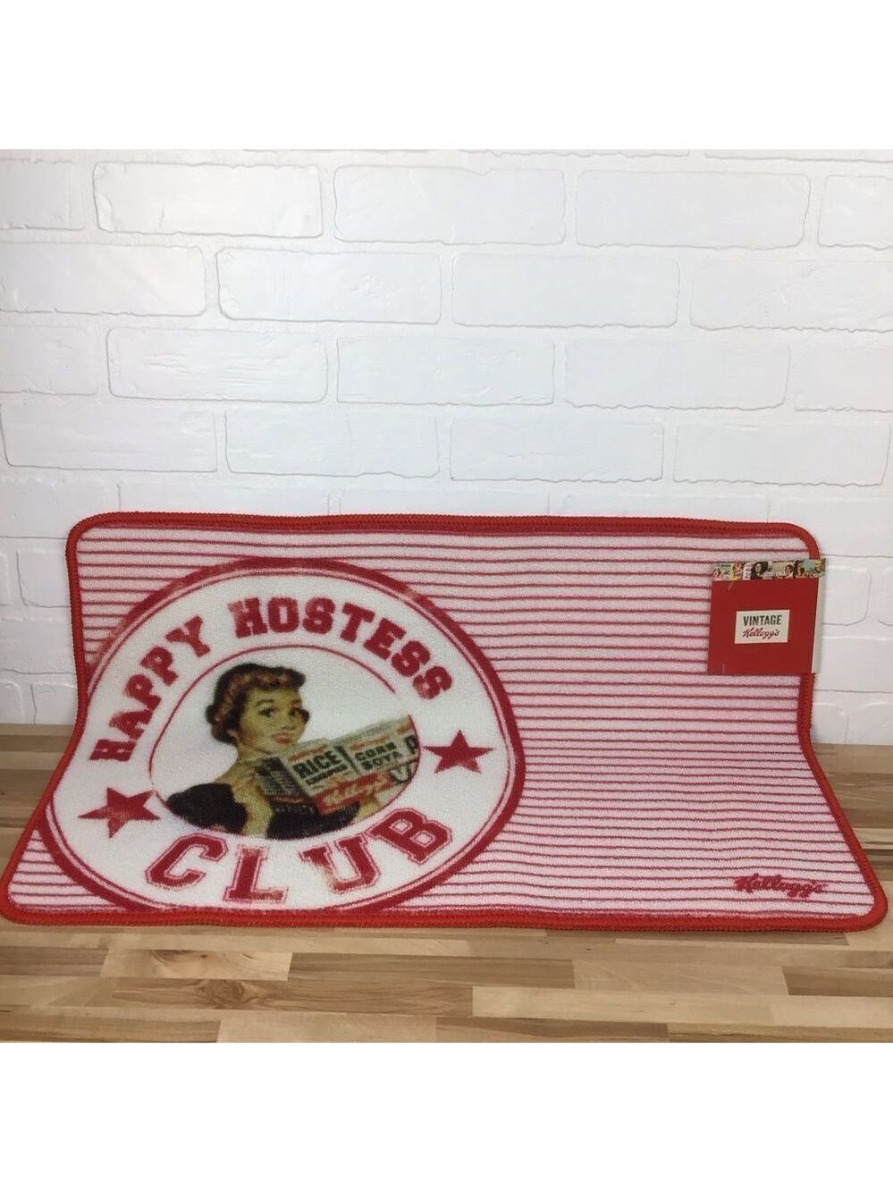 Retro Mod style KELLOGG’S Vintage kitchen rug Vintage look red white Hostes club